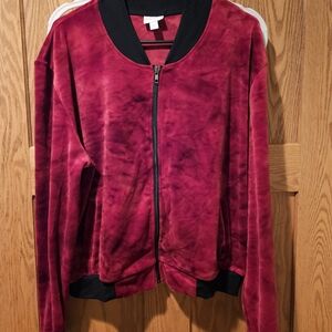 LuLaRoe Red Velvet Zip Up Jacket XL